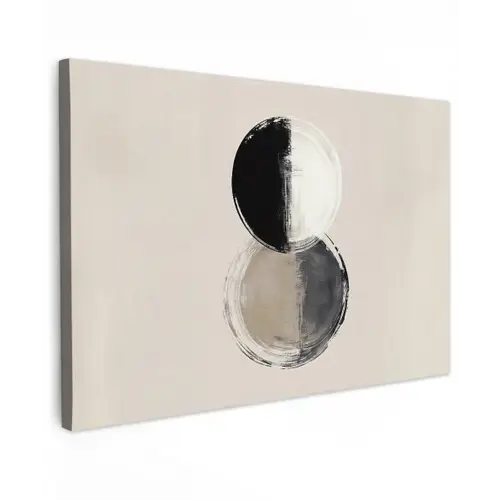 Cirkels - Strepen - Minimalistisch - Zwart canvas 2cm klein -z3d