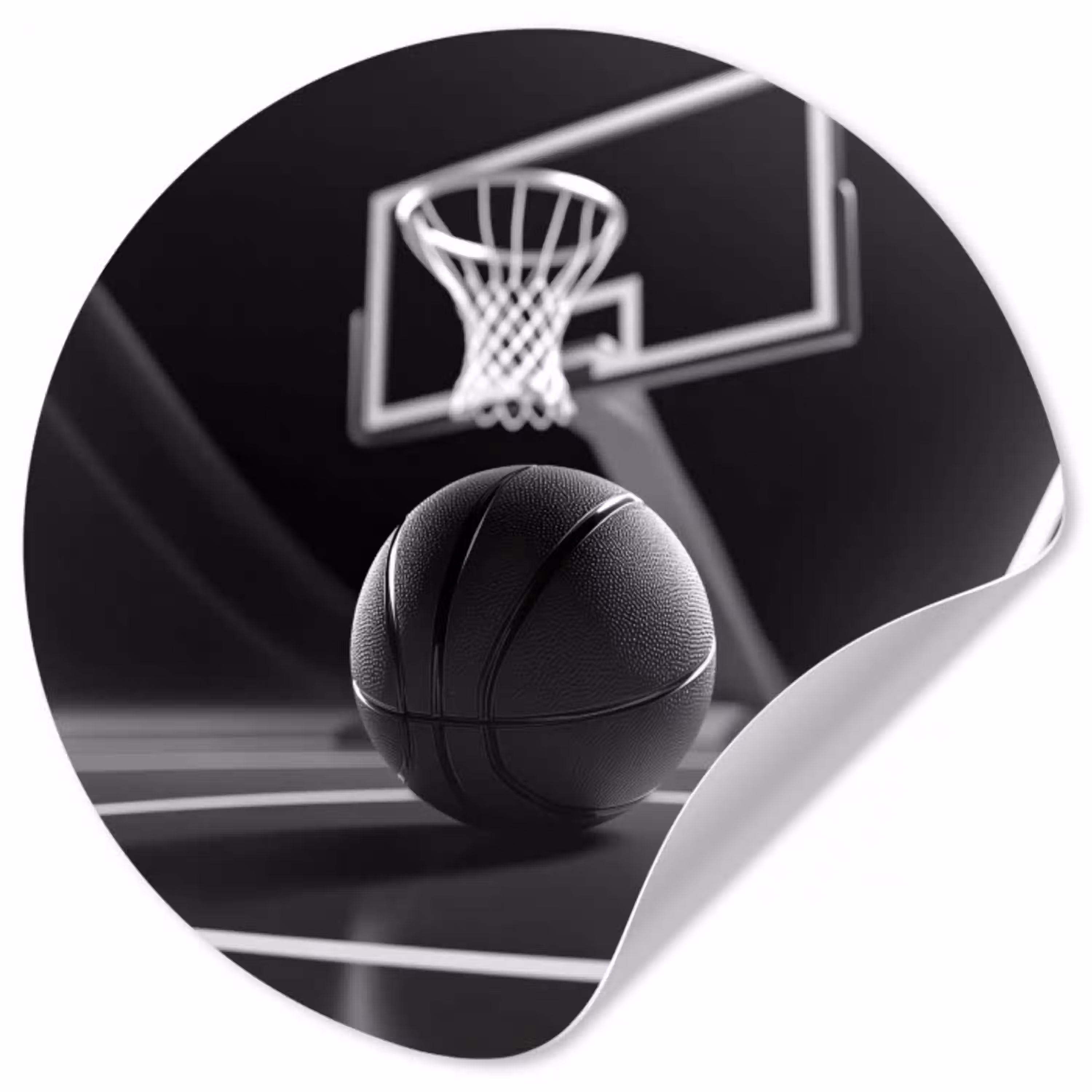 Basketbal - Basketbalveld - Lichtlijnen Wandcirkel behangsticker klein -3d