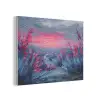 Schilderij - Zonsondergang - Bloemen - Rivier PET vilt klein -3d