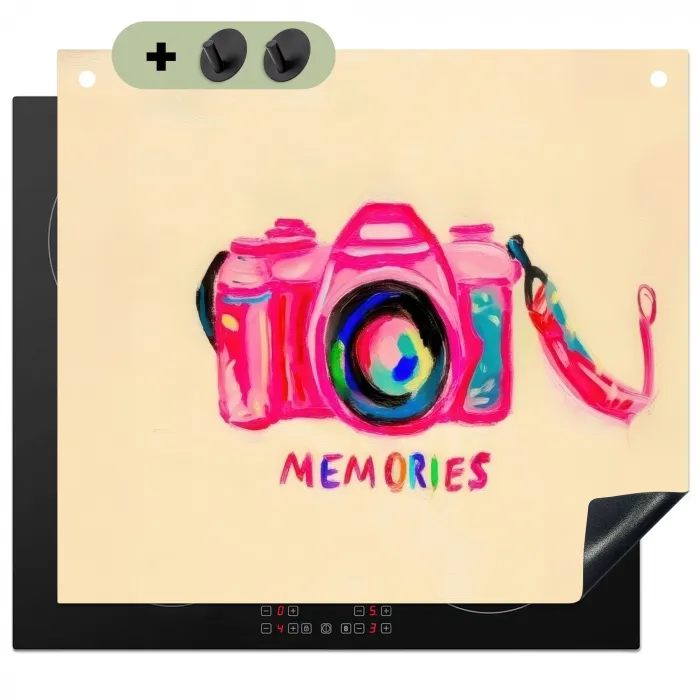 Camera - Memories - Roze - Geschilderd Inductie beschemer met haakjes middel -3d
