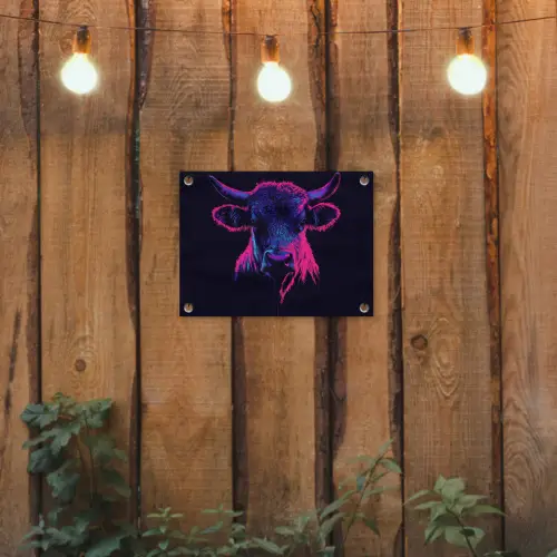 Stier - Neon - Zwart - Kleur tuinposter los doek klein -sfeer1