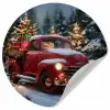 Kersttruck - Sneeuwbos - Rood Wandcirkel behangsticker klein -3d