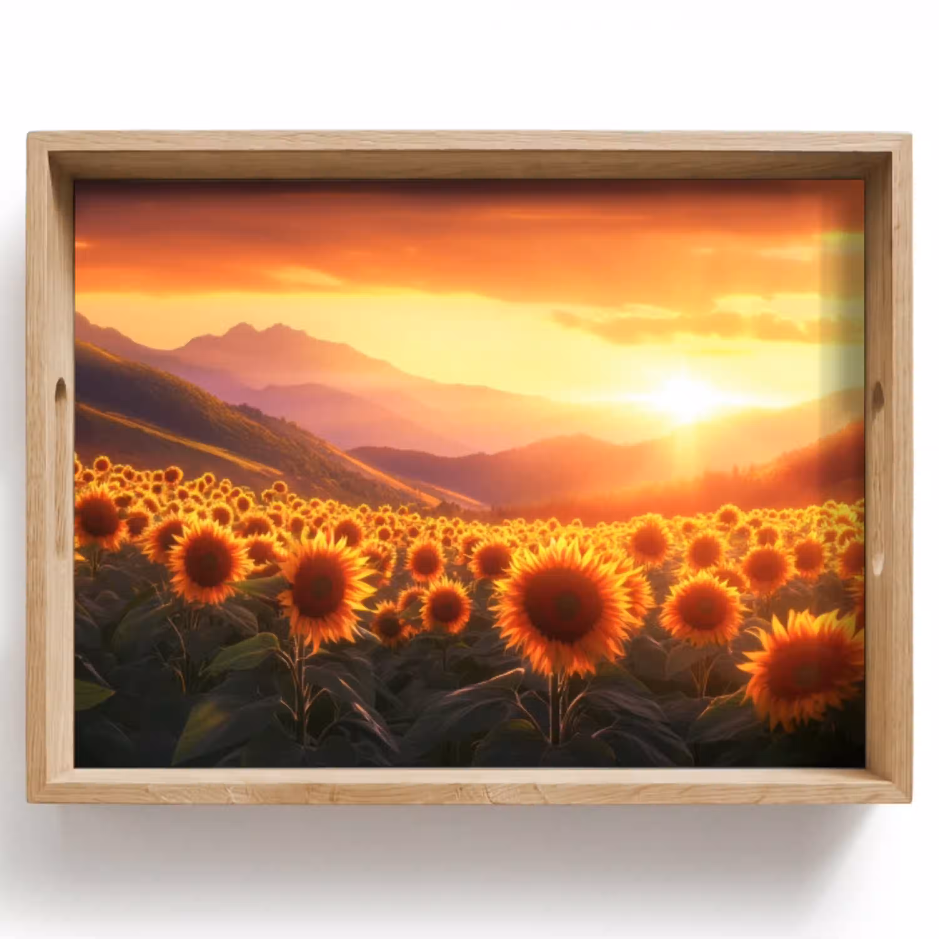 Zonnebloemen - Zonsondergang - Landschap Dienblad Rechthoek middel -z3d_shopping