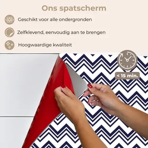 Oceaan - Golven - Blauw - Wit keuken achterwand spatscherm klein 900 -spatscherm_NL