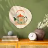Oranje - Theepot - Bloemen - Bladeren Wandcirkel Organisch Forex 3mm klein -sfeer2