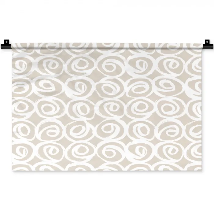 Beige - Patroon - Spiraal Wandkleed katoen klein 269 -zz3d
