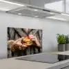 Vrouw - Hamburger - Bontjas keuken achterwand spatscherm klein -3d_schuin
