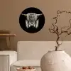 Schotse hooglander - Goud - Hoorns - Zwart wit - Koe - Dieren Wandcirkel behangsticker klein -sfeer1