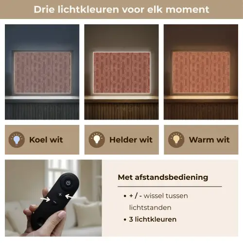Abstract - Textuur - Bruin Light Box met batterij (Wandlamp) middel 907 -USP_lichtkleurNL