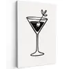 Cocktail - Glas - Olijf - Minimalistisch Tuinposter op houten frame 2 cm dik middel -3d