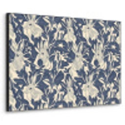 Hazen - Bladeren - Patroon - Blauw - Beige Textielframe zwart klein 947 -3d