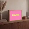 Roze - Groene bonjour - Organisch Light Box met batterij (Wandlamp) middel -sfeer2