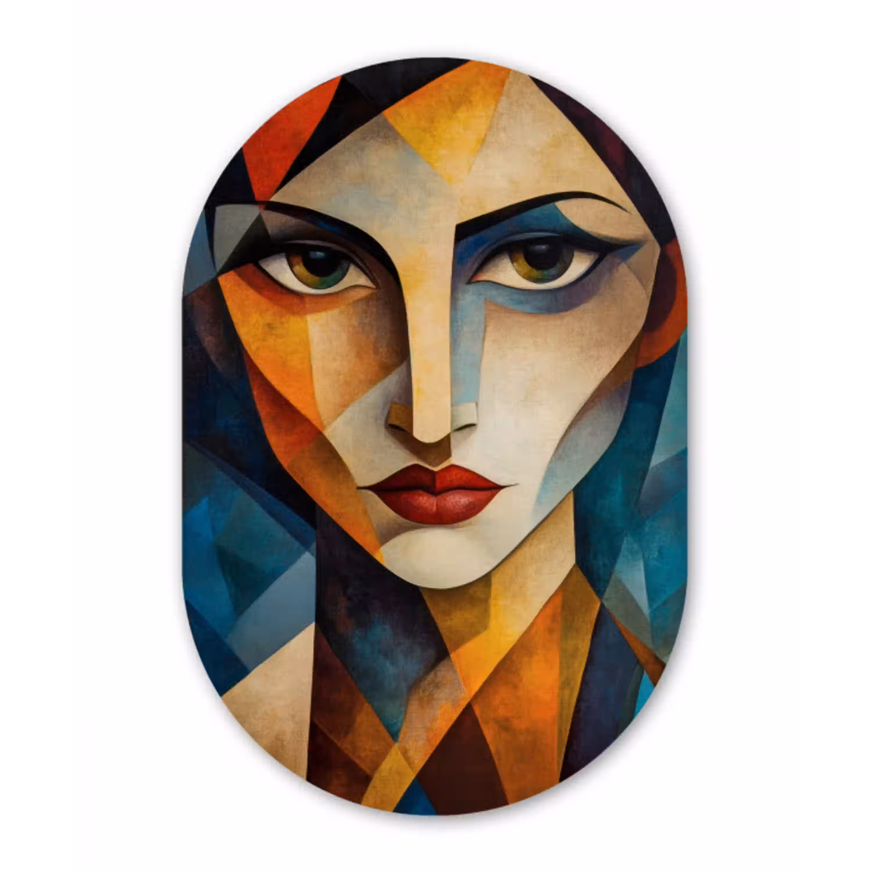 Portret - Abstract - Vormen Wandcirkel Ovaal Glas middel -3d