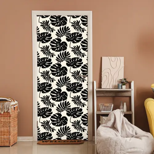 Modern - Monstera - Zwart deurposter klein 289 -sfeer1