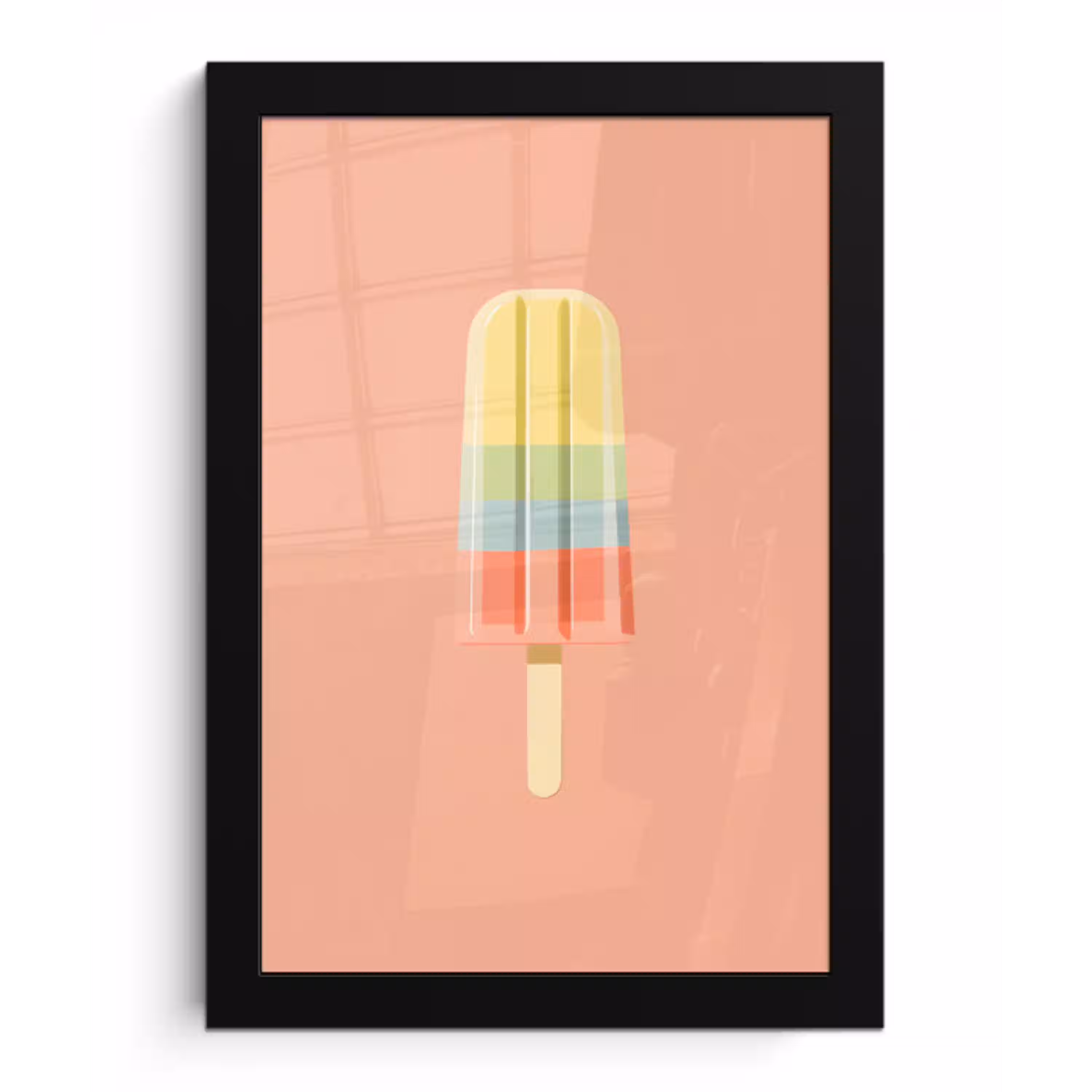 Waterijsje - Pasteltinten - Minimalistisch fotolijst zwart zonder passe partout klein -3d