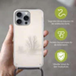 Boom - Mist - Sneeuw - Winter - Minimalistisch Hoesje iPhone 16 Pro Max met koord klein -sfeer2_DE