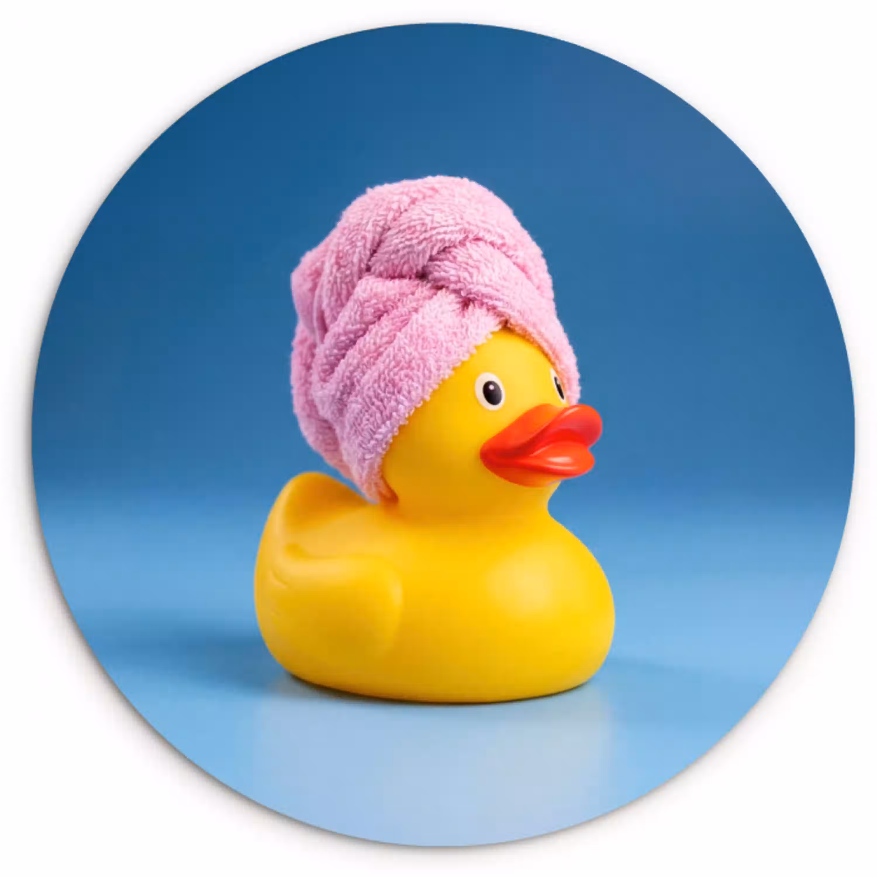 Badeend - Handdoek - Blauw Wandcirkel kunststof plaat 5mm dik klein -3d