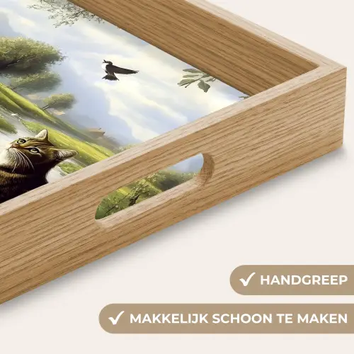 Kat - Beekje - Weide Dienblad Rechthoek middel -USP_HandgreepNL