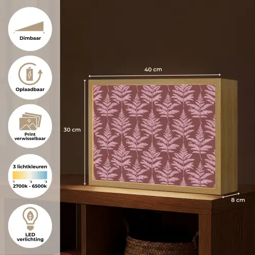 Blad - Patroon - Paars Light Box met batterij (Wandlamp) middel 907 -USP_websiteoverzichtNL