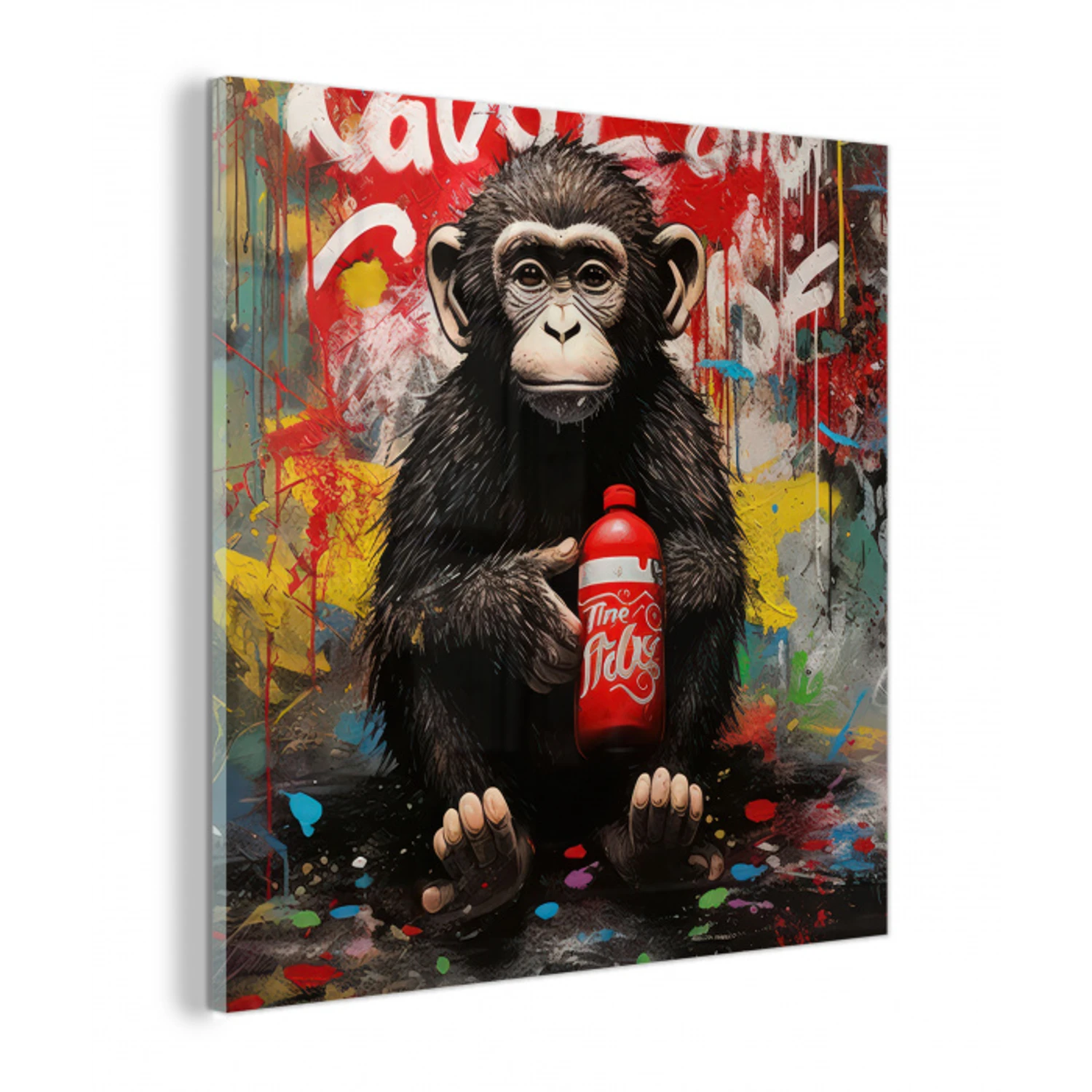Aap - Graffiti - Dieren - Kunst - Flesje - Kleuren plexiglas 5mm klein -z3d