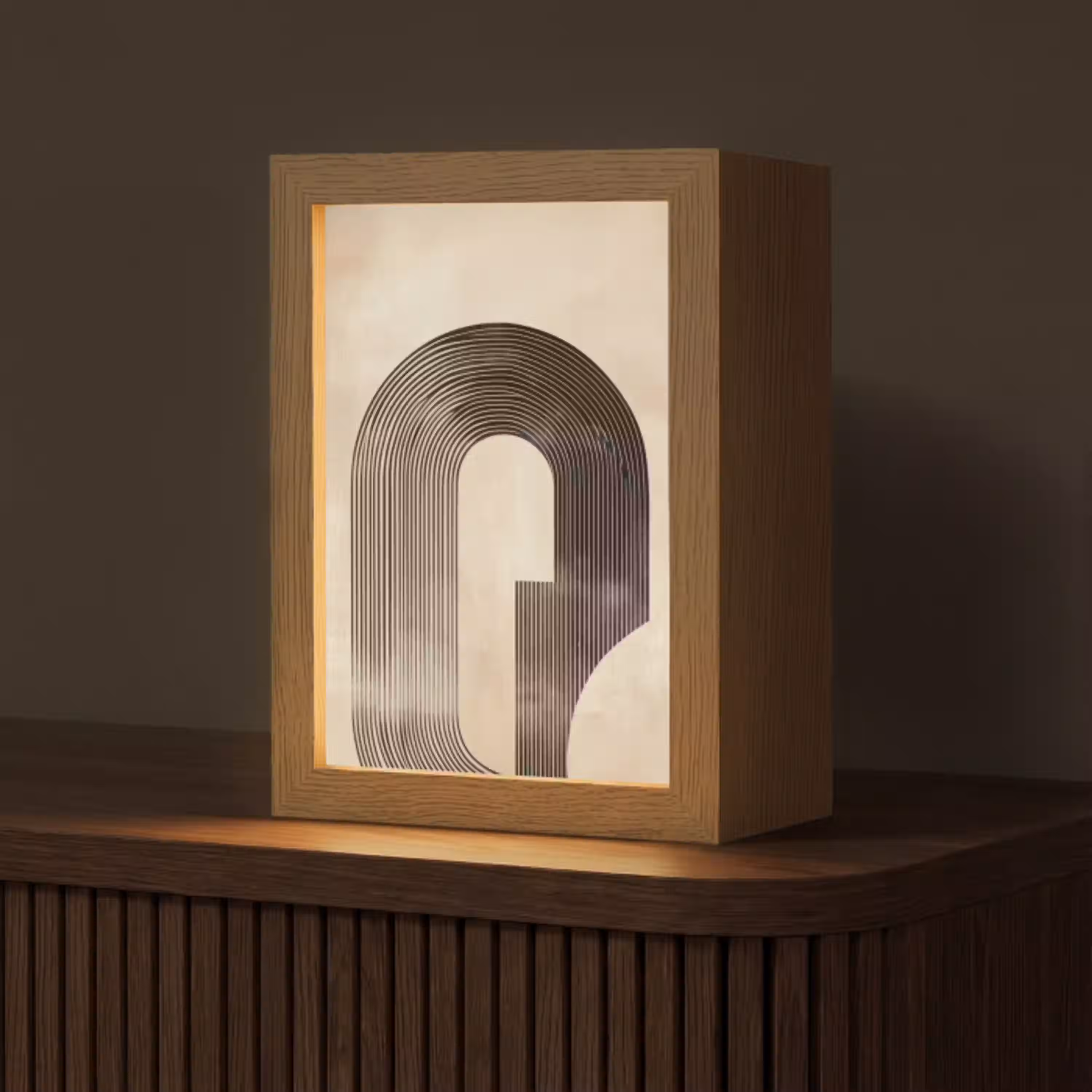 Boog -  Strepen - Minimalistisch - Zwart Light Box met kabel (Tafellamp) klein -z3d_website