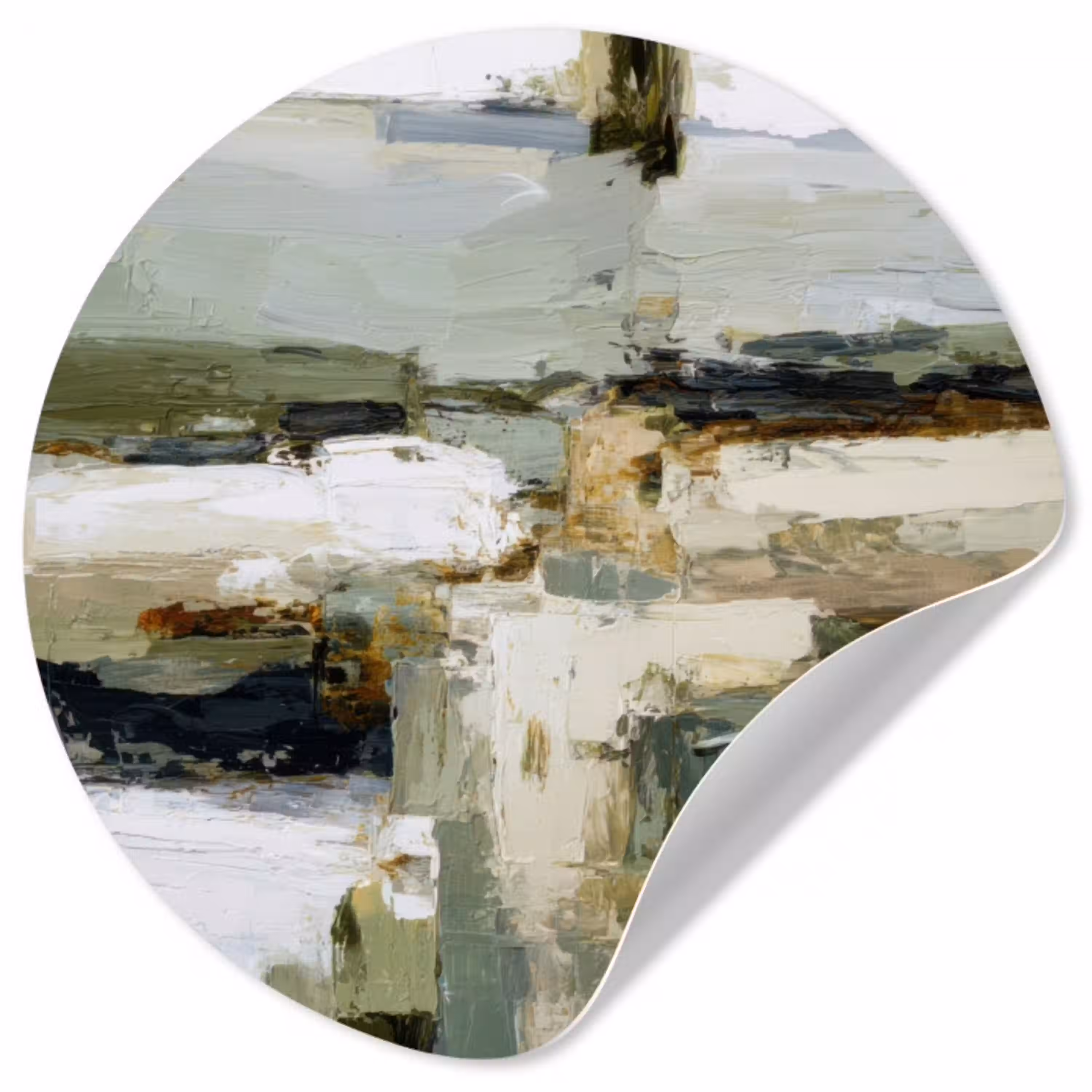 Penseelstreken - Groen - Abstract - Japandi Wandcirkel behangsticker klein -3d