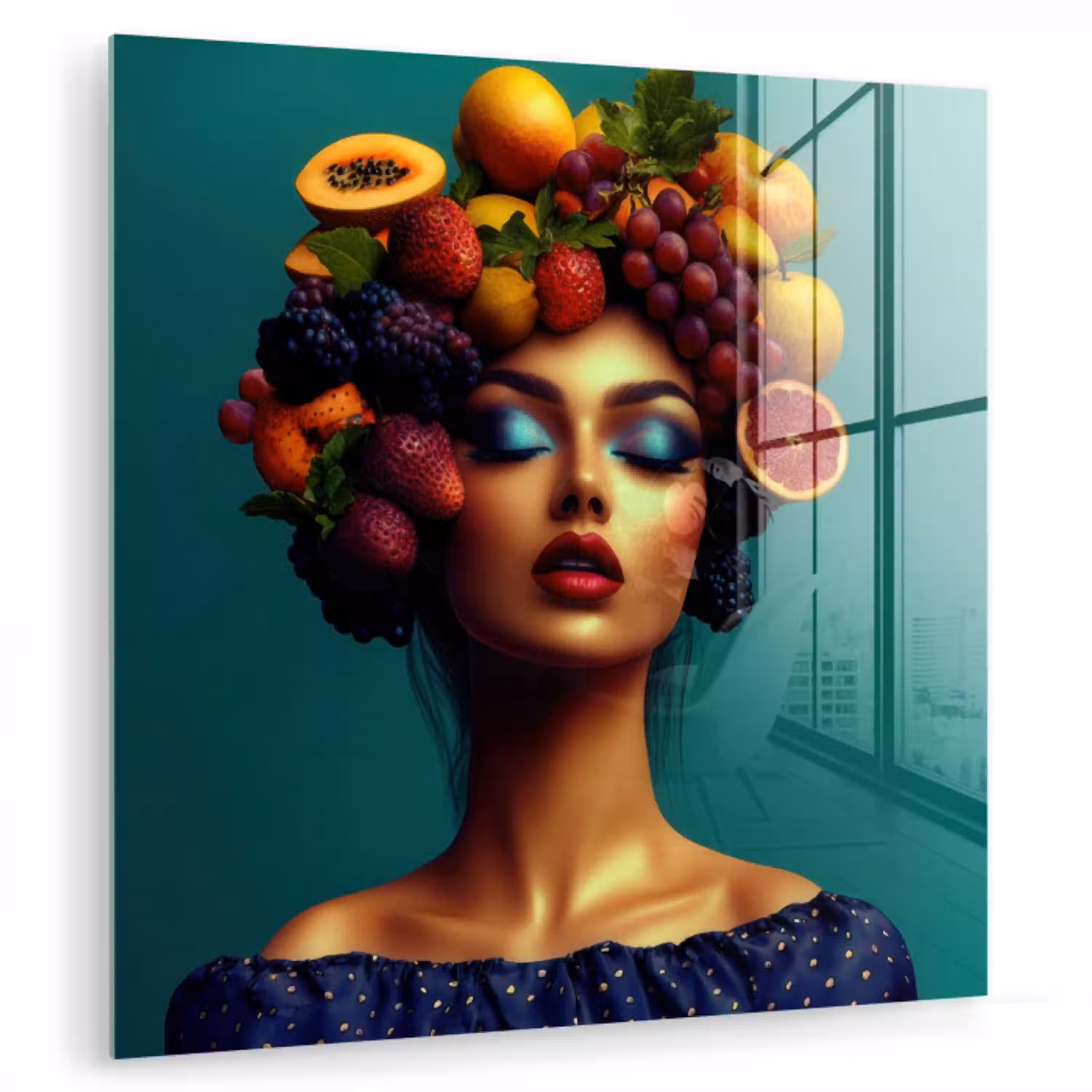 Vrouw - Hoodtooi - Tropisch - Fruit - Druiven plexiglas 5mm klein -zzzproduct_nieuw