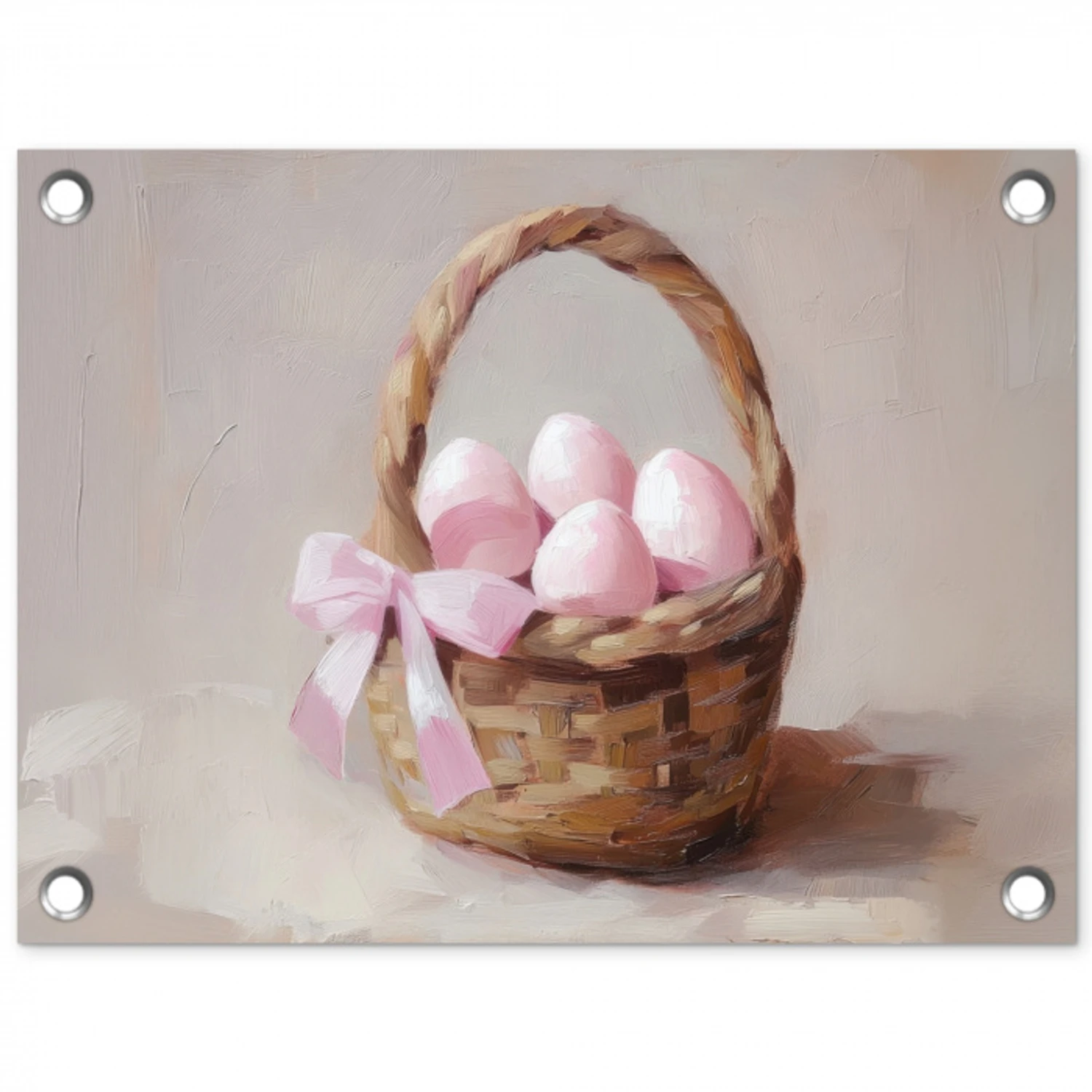 Mand - Eieren - Roze tuinposter los doek klein -3d