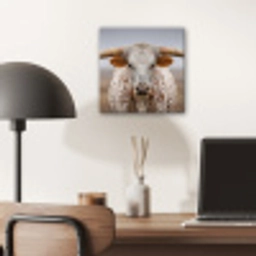 Longhorn - Grasveld - Dier aluminium wit klein -sfeer5