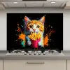 Kat - Eten - Patat - Graffiti - Abstract keuken achterwand spatscherm klein -3d_website