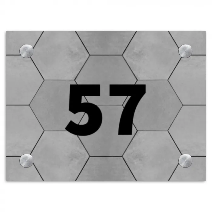 Grijze tegels - Traditioneel Naambord Rechthoek middel -3d