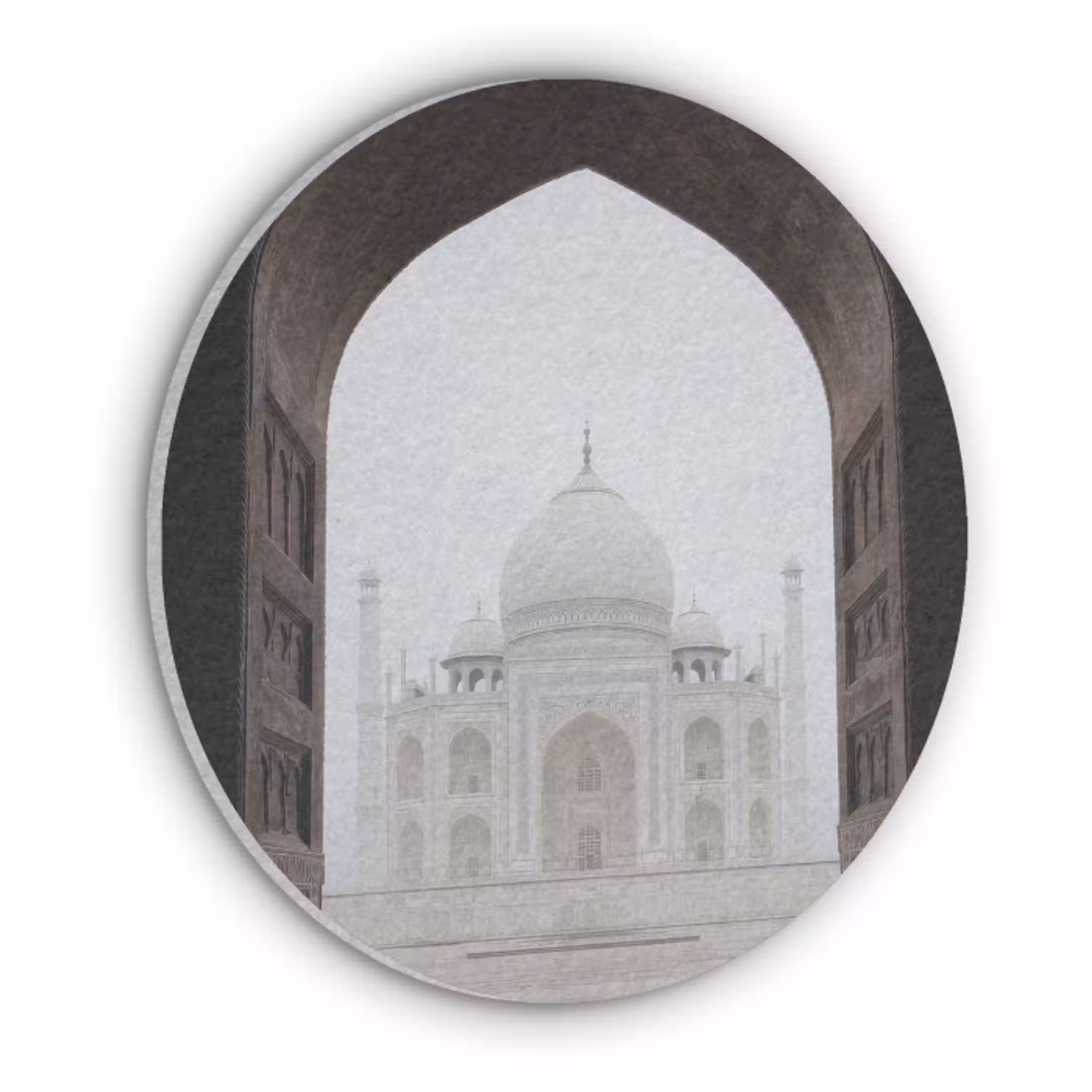 Poort - Symmetrische koepel - Minaretten - Moskee Akoestische PET Vilt - Rond klein -3d