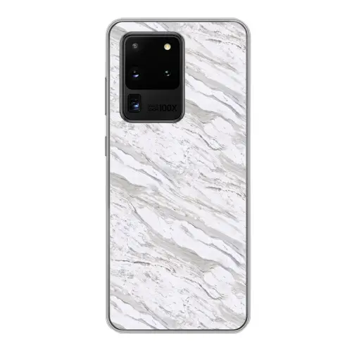 Marmer - Wit - Grijsgroen Telefoonhoesje Samsung Galaxy S20 Ultra klein 358 -3d