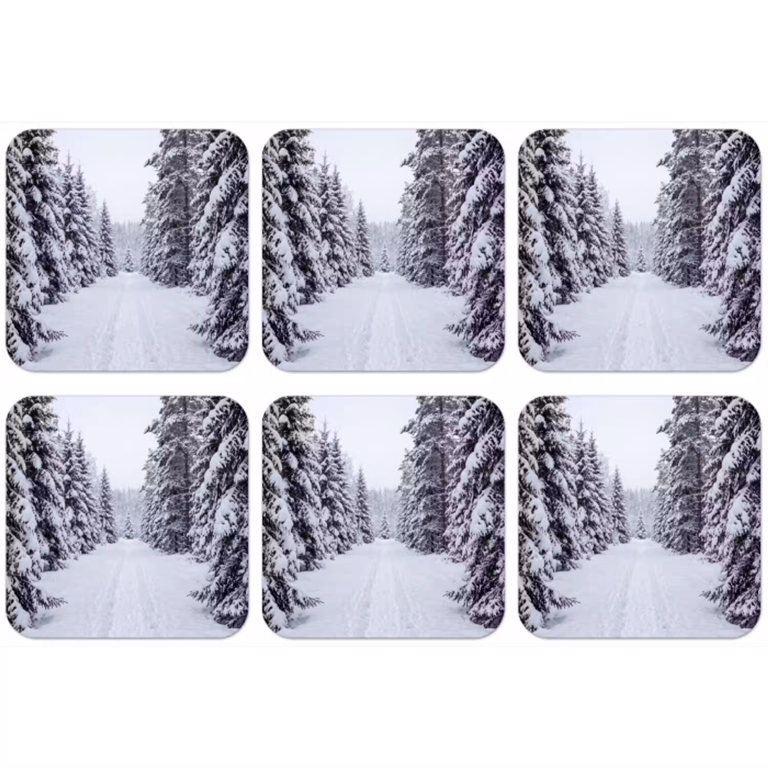 Bos - Winter - Sneeuw - Pad - Natuur onderzetter kurk middel -zkaufland3dotto