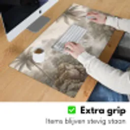 Jungle - Watervallen - Tropisch - Illustratie Muismat XXL klein -sfeer3