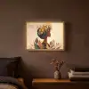 Vrouw - Krullen - Bloemen - Beige Light Box met batterij (Wandlamp) middel -sfeer4