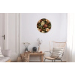 Bloemen - Barok - Patroon - Roze - Crème Wandcirkel aluminium klein 190 -woonkamer
