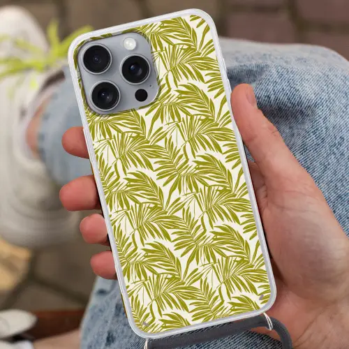 Palmblad - Patroon - Groen Hoesje iPhone 16 Pro Max met koord klein 804 -sfeer3
