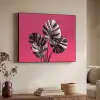 Bladeren - Rond - Roze Textielframe zwart klein -sfeer3