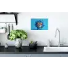 Vrouw - Bloem - Blauw - Modern - Bril - Portret Muursticker klein -keuken