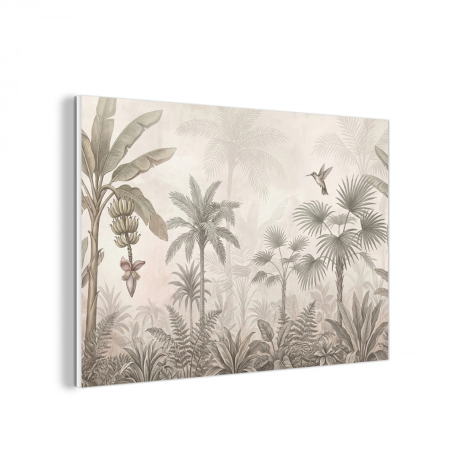 Jungle - Banenboom - Kolibrie - Beige forex 5mm xxl -3d