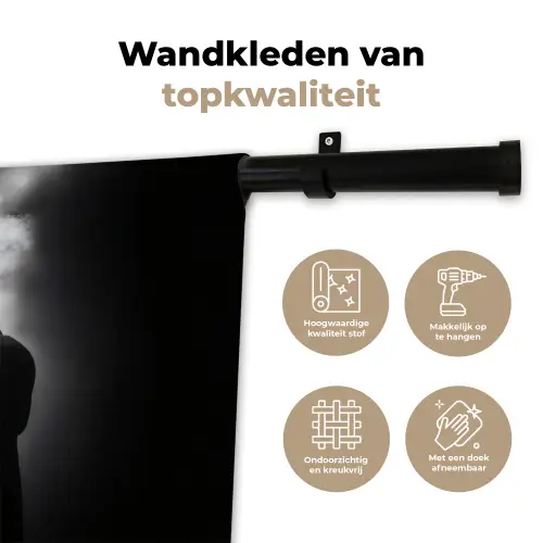 Saxofonisten - Hoeden - Rook - Licht Wandkleed katoen klein -sfeer2