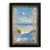 Doorkijk - Strand - Raam - Duinen - Zee fotolijst zwart zonder passe partout klein -3d