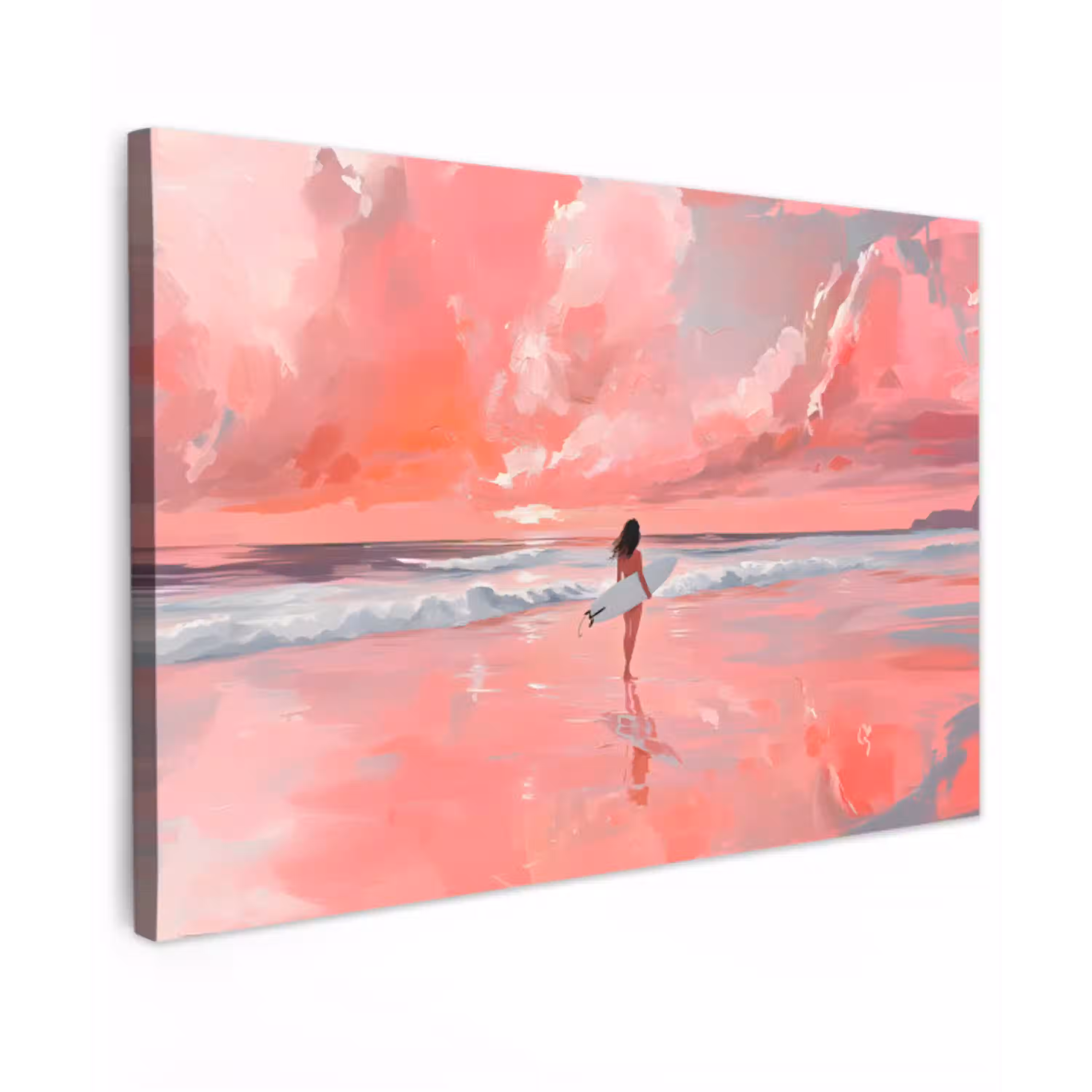 Roze - Surfen - Zee canvas 2cm klein -z3d