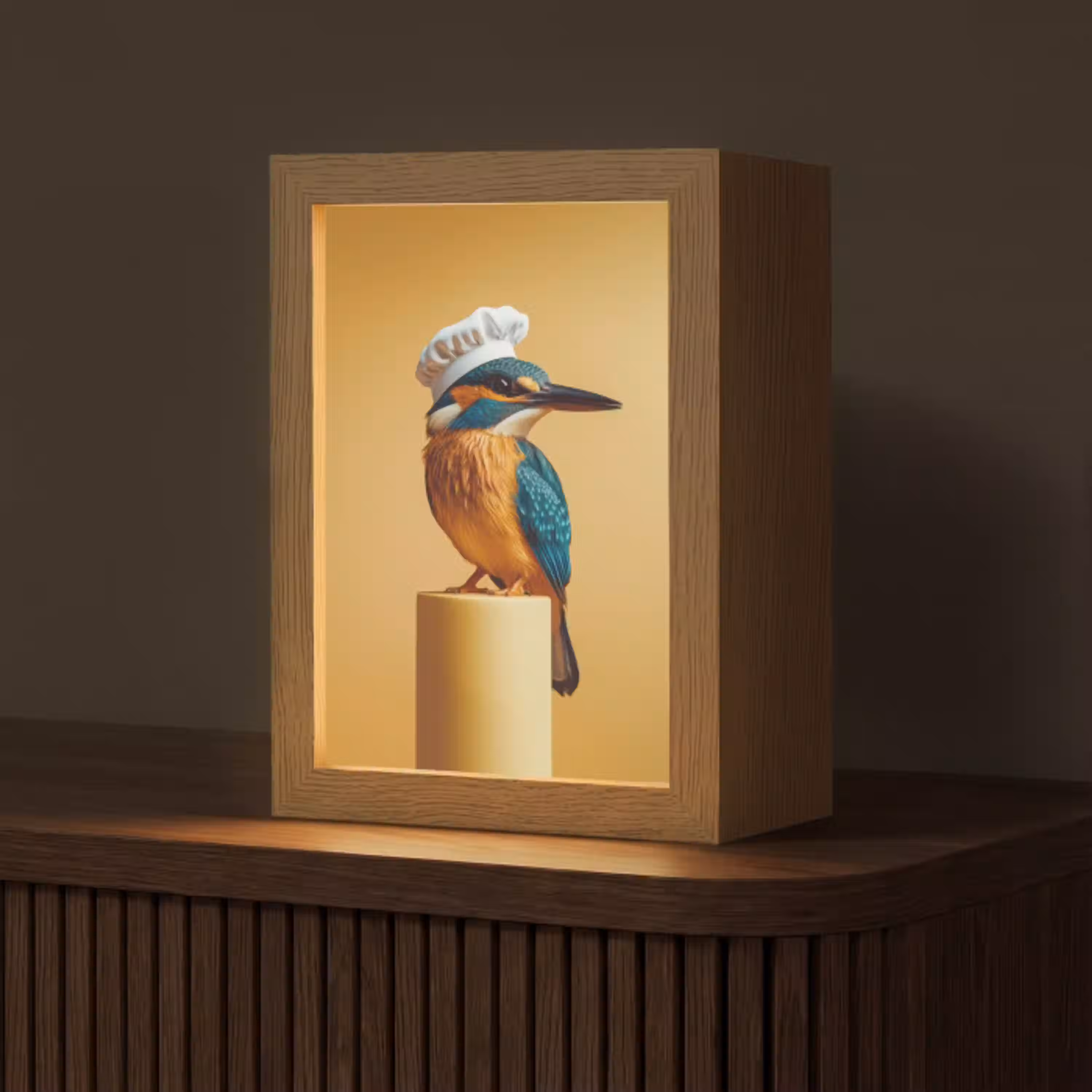 Ijsvogel - Pilaar - Koksmuts - Vogel Light Box met kabel (Tafellamp) klein -z3d_website