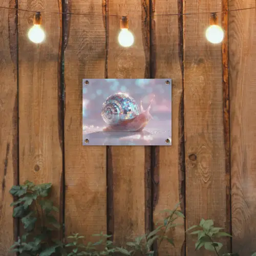 Slak - Disco - Mozaïek - Blauw tuinposter los doek klein -sfeer1