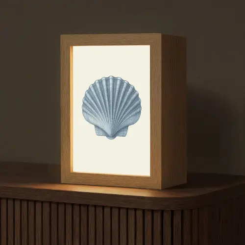 Ribbels - Blauw - Schelp Light Box met kabel (Tafellamp) klein -z3d_website