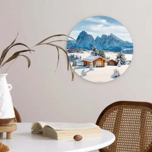 Landschap - Winter - Sneeuw Wandcirkel kunststof plaat 5mm dik klein -sfeer4