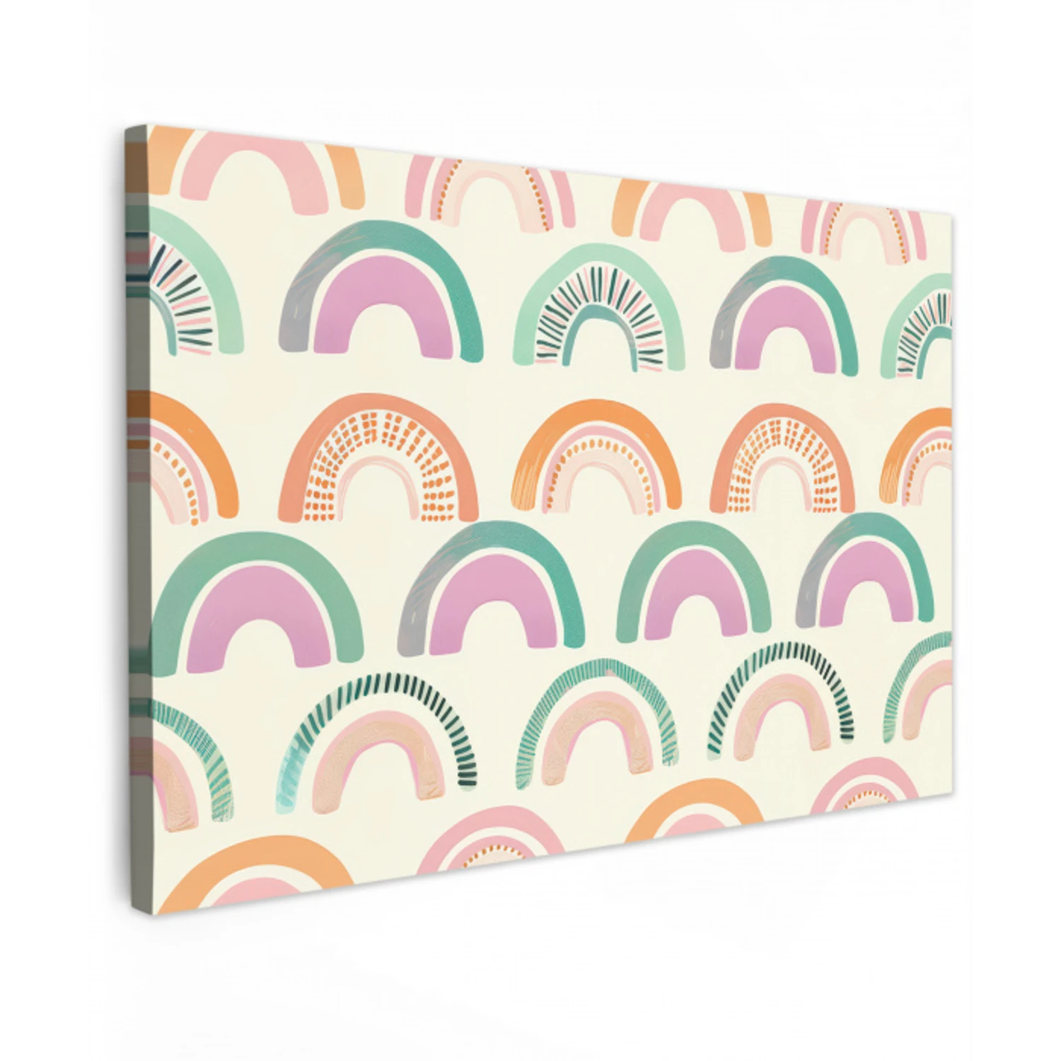 Regenboog - Zachte tinten - Strepen - Stippen canvas 2cm klein -z3d