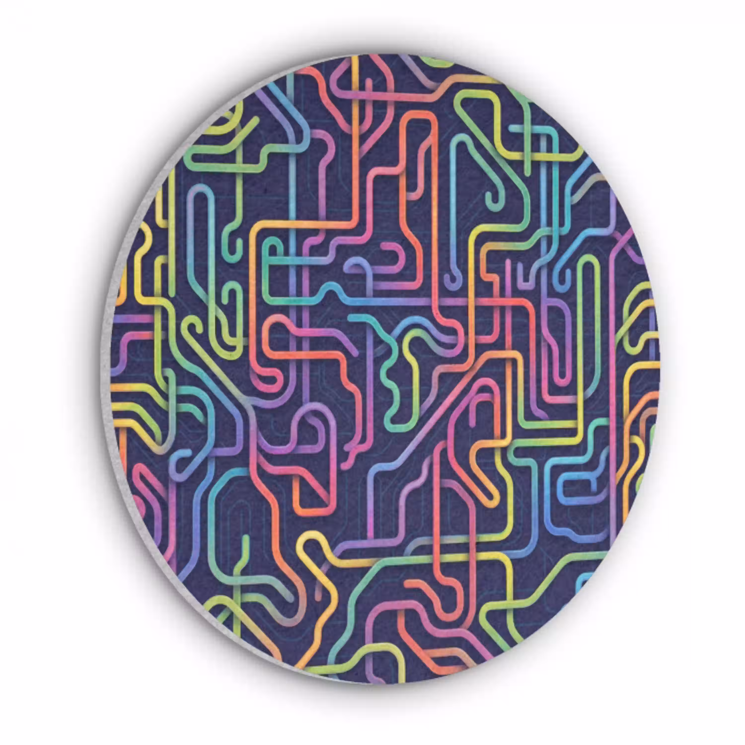 Retro - Abstract - Neon Akoestische PET Vilt - Rond klein -3d
